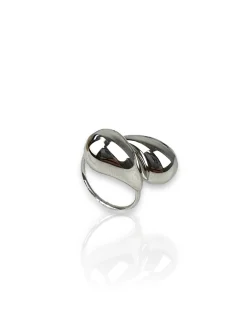 Anillo doble gota plateado