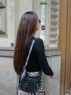 Bolso baguette hebillas negro