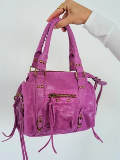 Bolso hebillas piel mate rosa