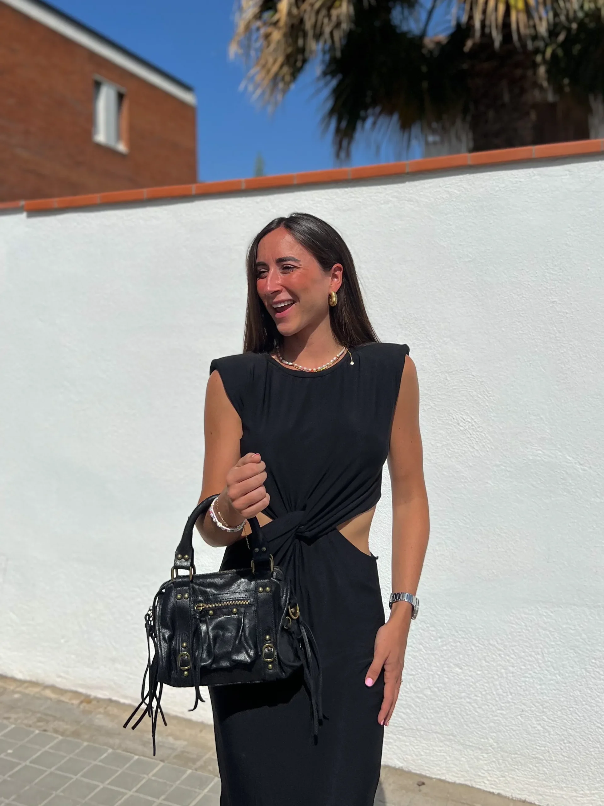 Bolso hebillas piel mate negro