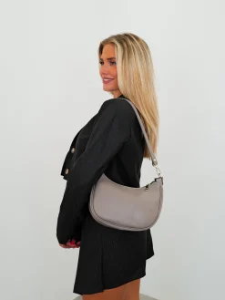 Bolso media luna piel gris