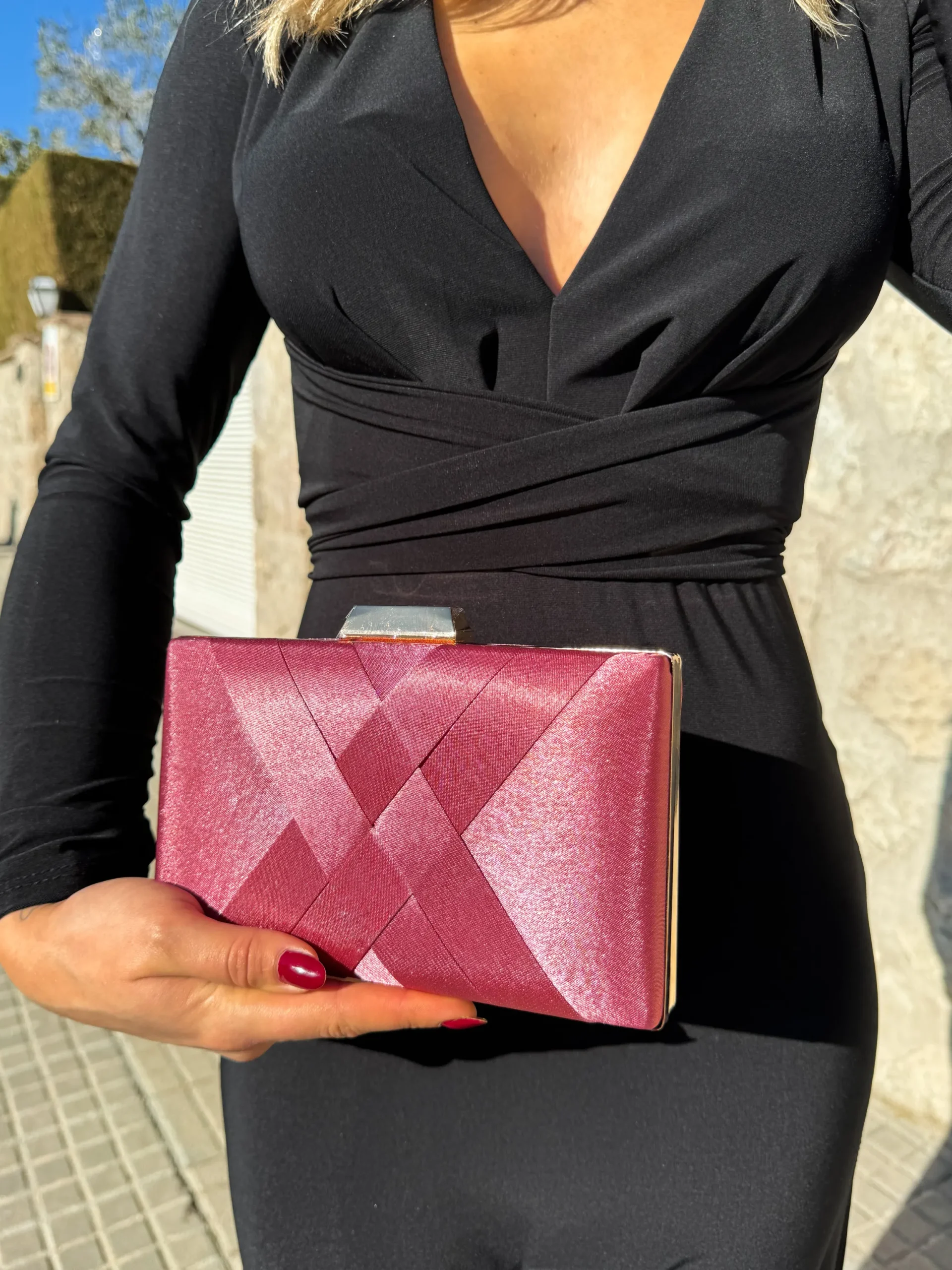 Clutch satinado colorete