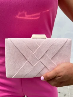 Clutch trenzado rosa