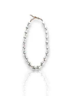 Collar abalorios perlas blancas