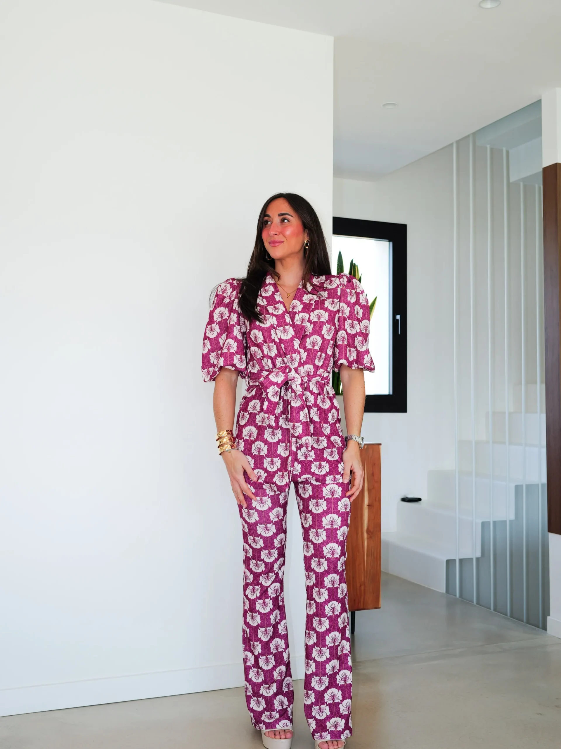 Conjunto traje estampado amarena