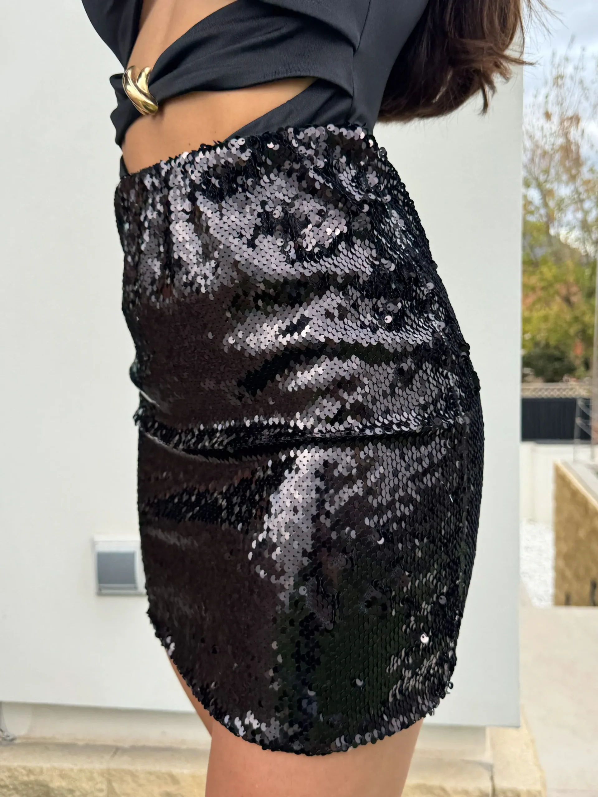 Falda mini glitter negro