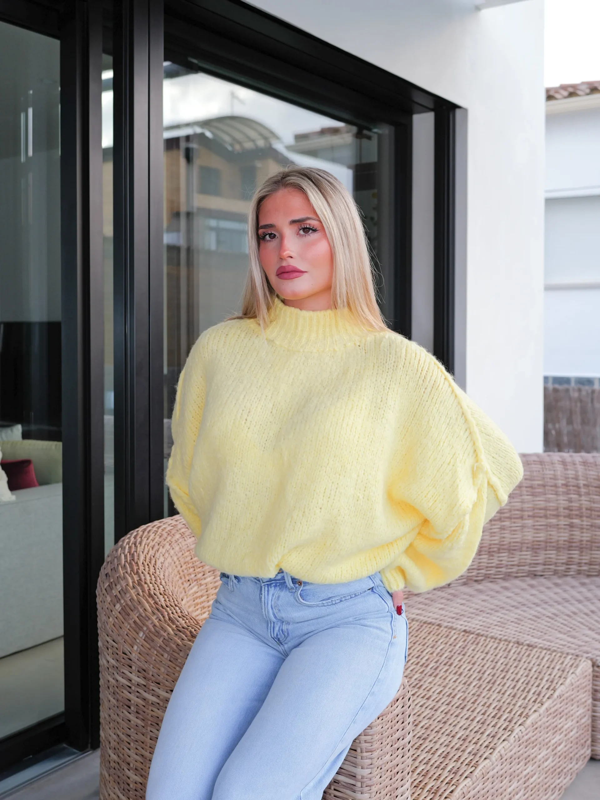 Jersey punto oversize amarillo