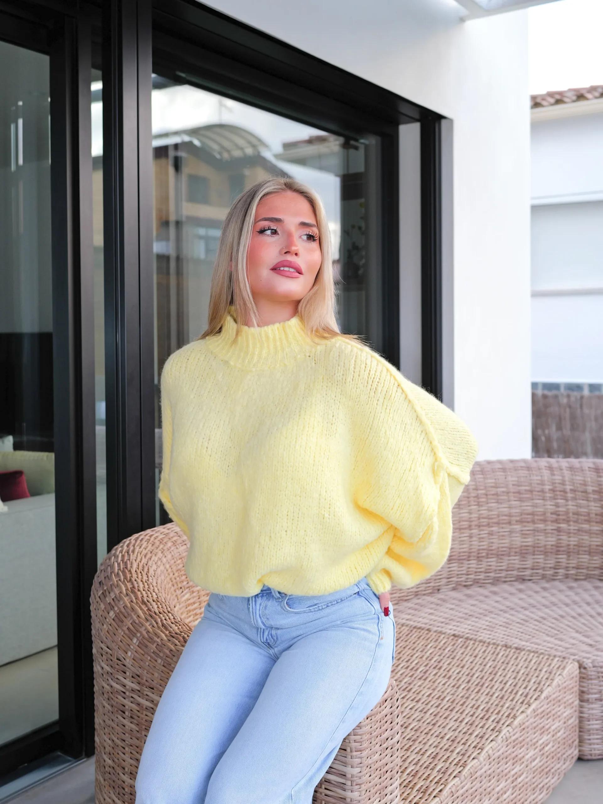 Jersey punto oversize amarillo