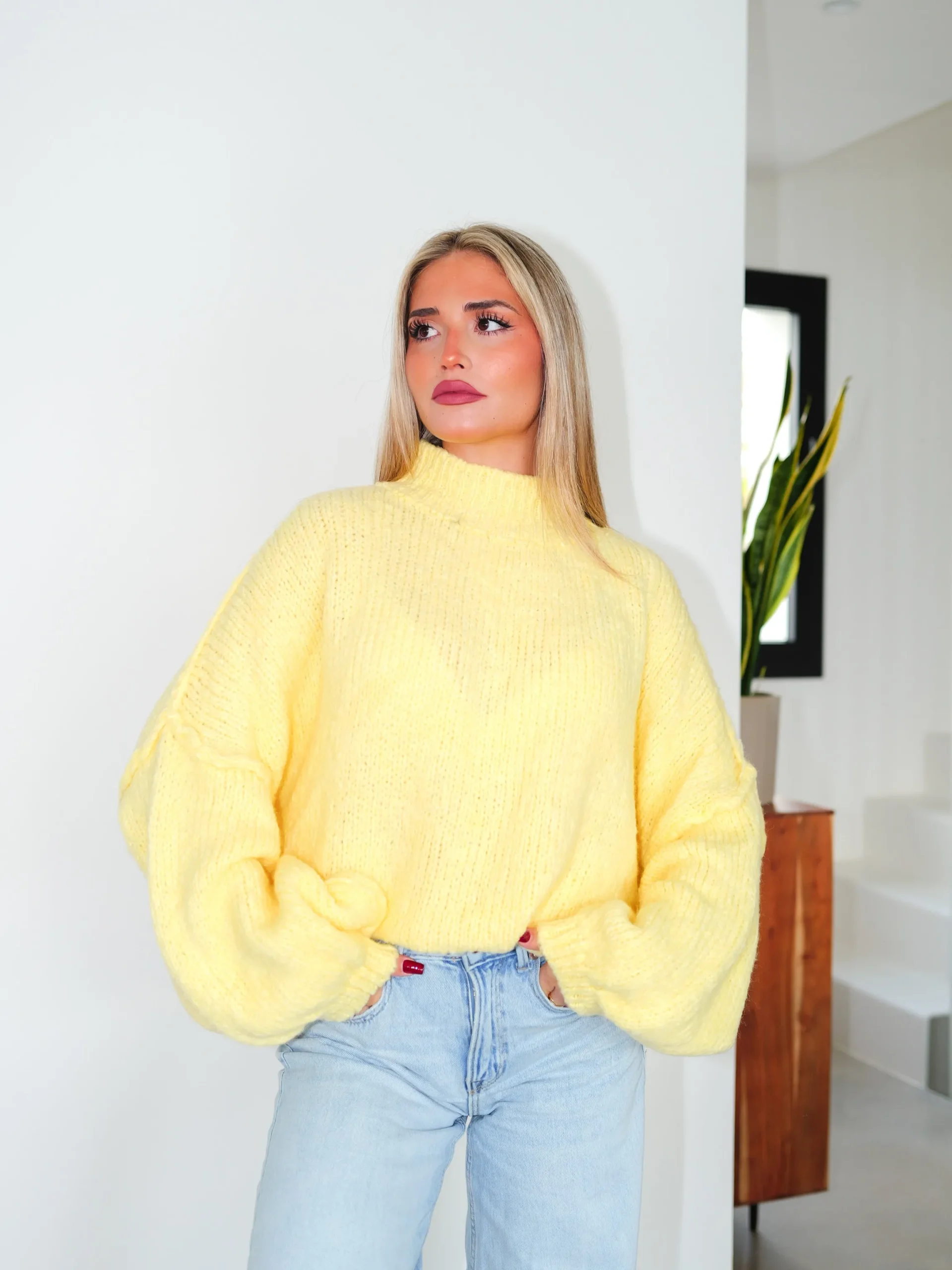 Jersey punto oversize amarillo