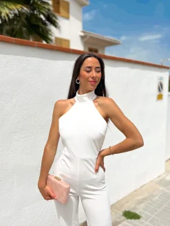 Mono halter crepe blanco