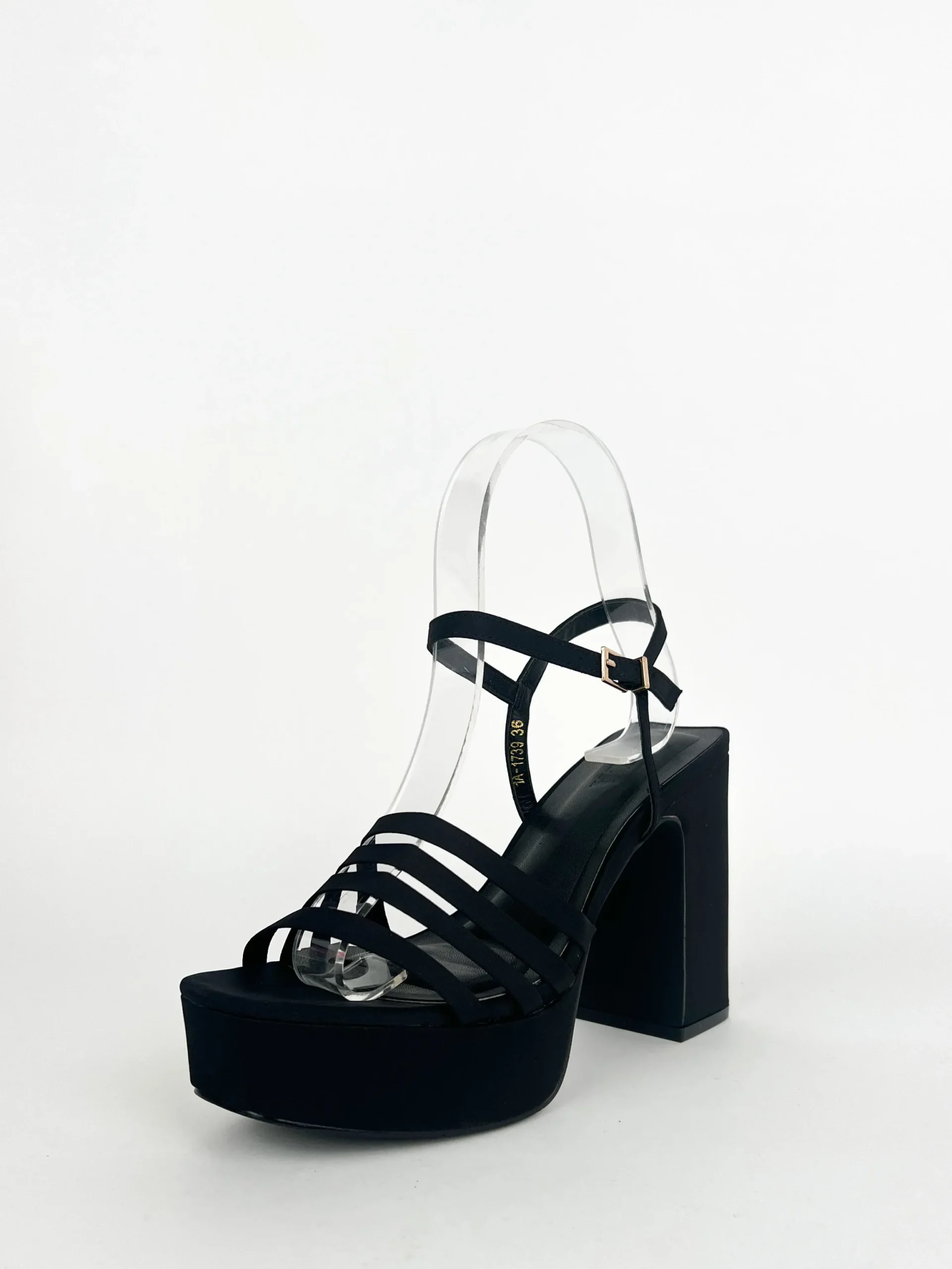 Sandalia plataforma bandas negro