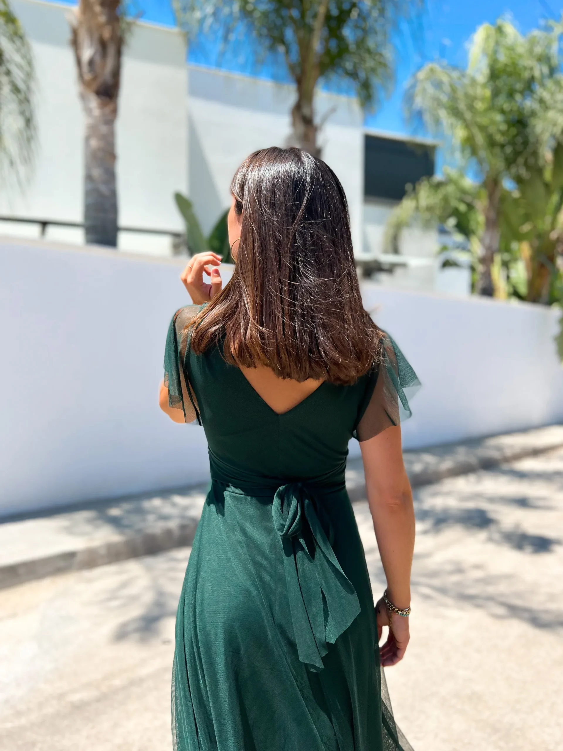 Vestido tulle manga botella
